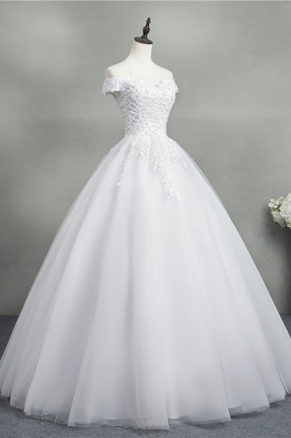 BMbridal Stunning Off-the-Shoulder Sweetheart Wedding Dresses Short Sleeves Lace Appliques Bridal Gowns On Sale-BMbridal
