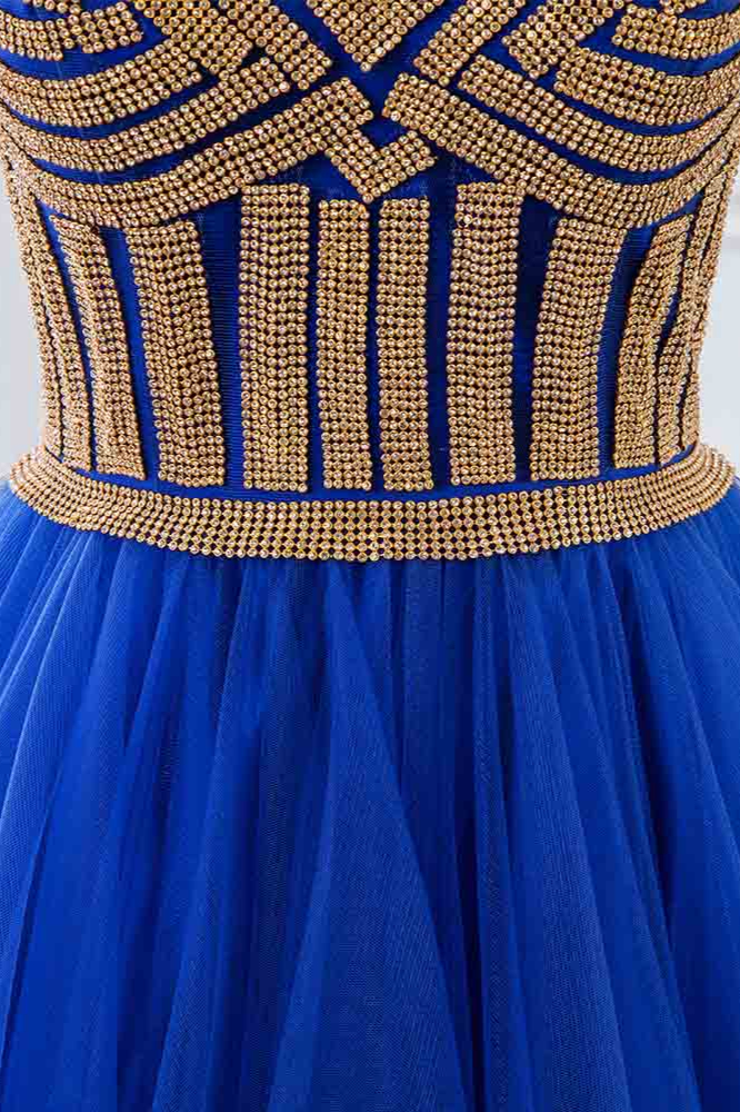 BMbridal Elegant Spaghetti Straps V-Neck Sleeveless Prom Dresses with Rhinestone Ruffles