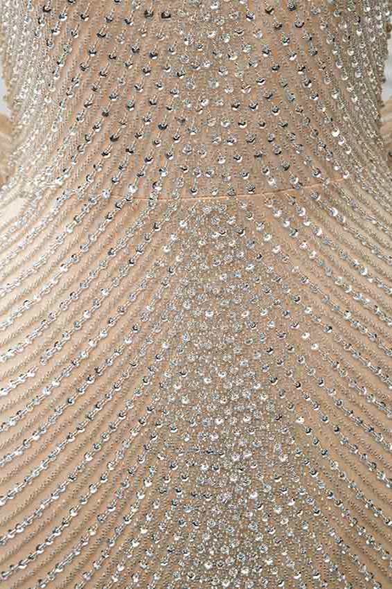 BMbridal Sparkly Crystals High-Neck Prom Dresses with Front Slit Online