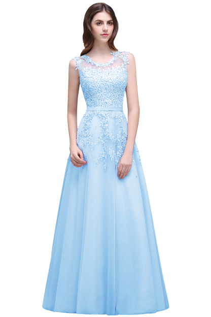 BMbridal A-line Floor-length Tulle Prom Dress with Appliques