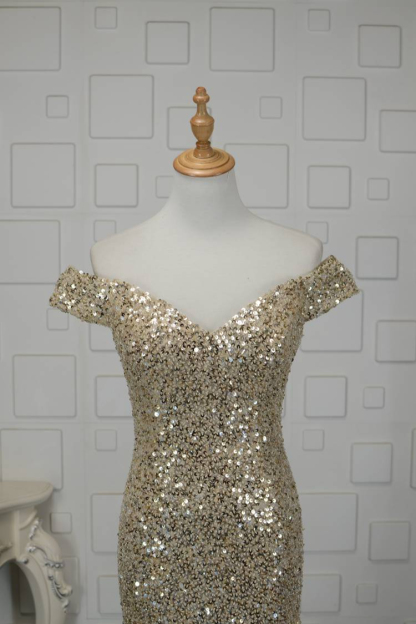 BMbridal Glamorous Off-the-Shoulder Blue Mermaid Prom Dresses with Rhinestones On Sale