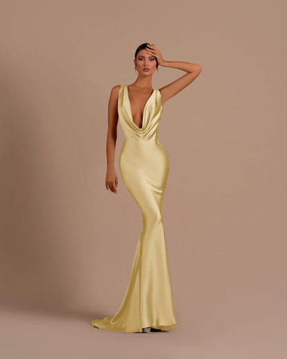 Black Deep V Neck Sleeveless Mermaid Long Prom Dress With Pleated