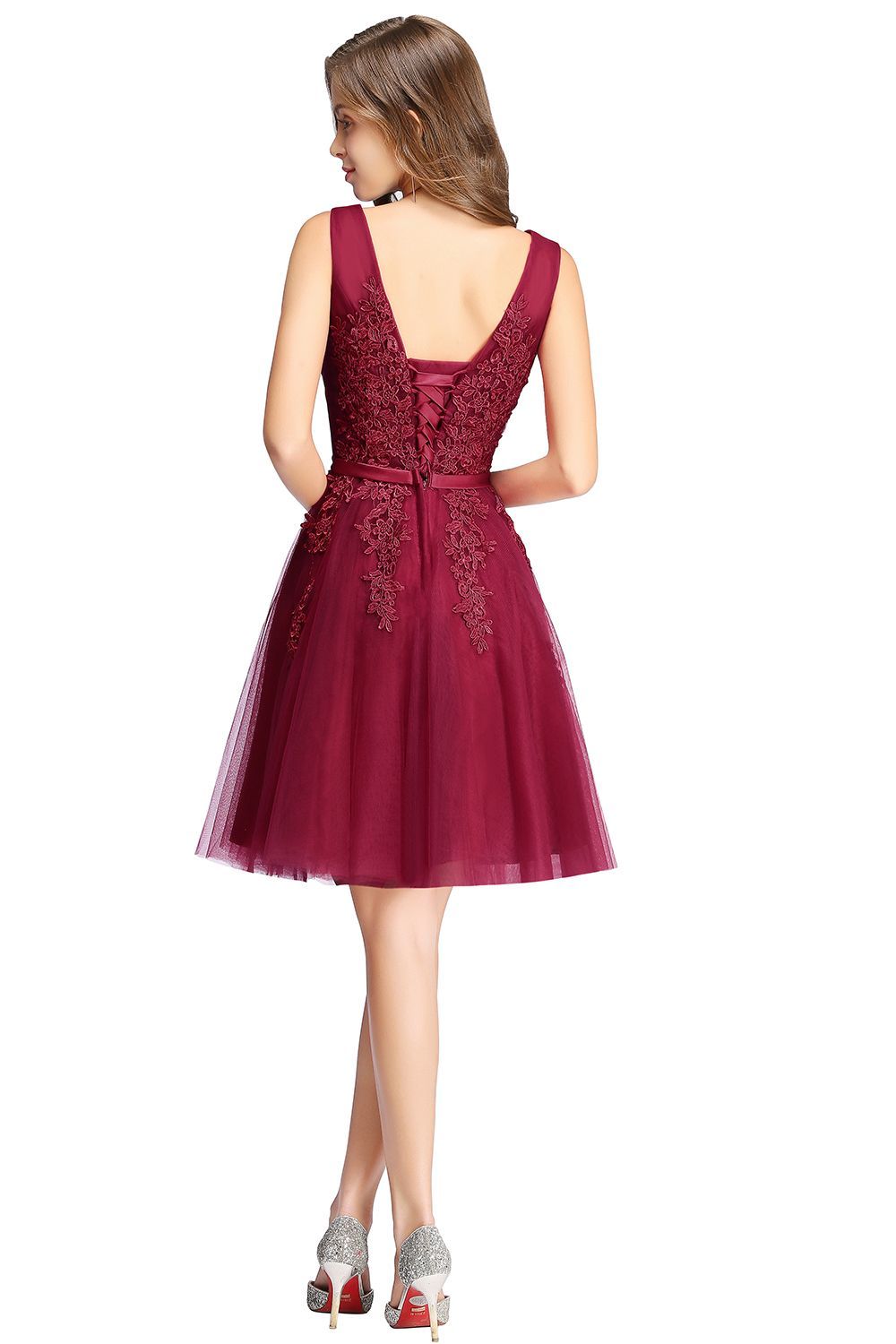 BMbridal A-line Knee-length Tulle Prom Dress with Appliques