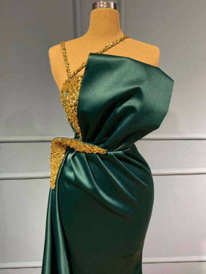 Beautiful evening dresses long green | Prom dresses in glitter-BMbridal.com