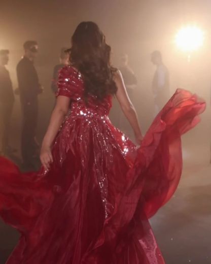 Beautiful Long Red Sweetheart A-line Prom Dress With Feather-BMbridal.com
