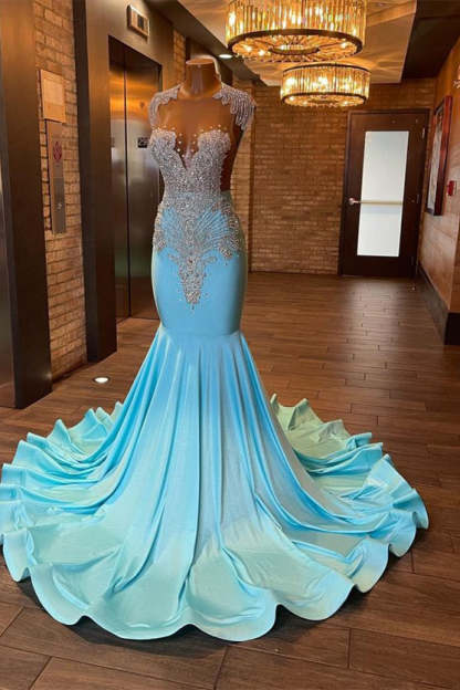 Beautiful Long Sleeveless Mermaid Prom Dress With Beading-BMbridal.com
