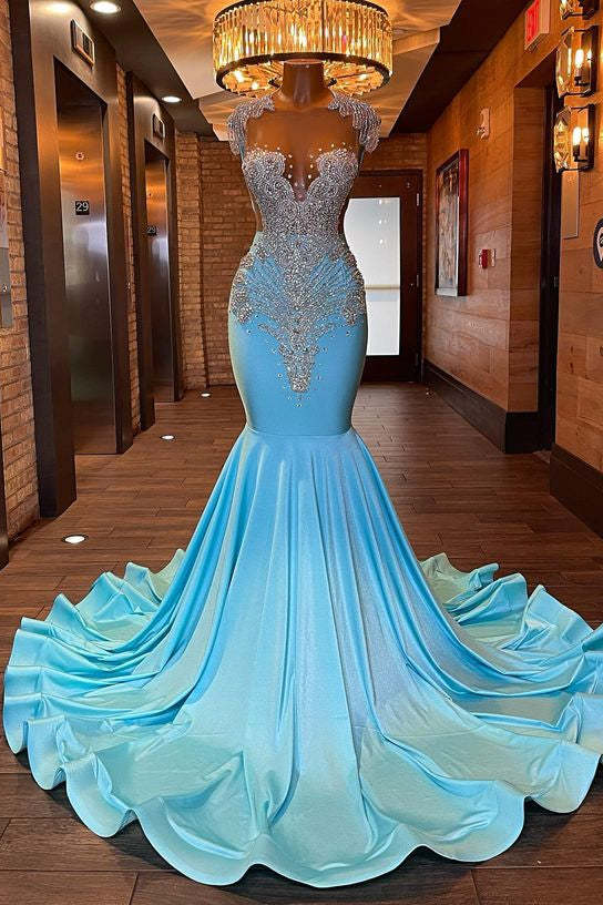 Beautiful Long Sleeveless Mermaid Prom Dress With Beading-BMbridal.com