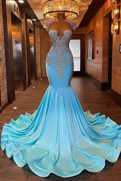 Beautiful Long Sleeveless Mermaid Prom Dress With Beading-BMbridal.com