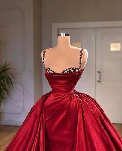 Beautiful Spaghetti Strap Sleeveless Prom Dress With Train-BMbridal.com