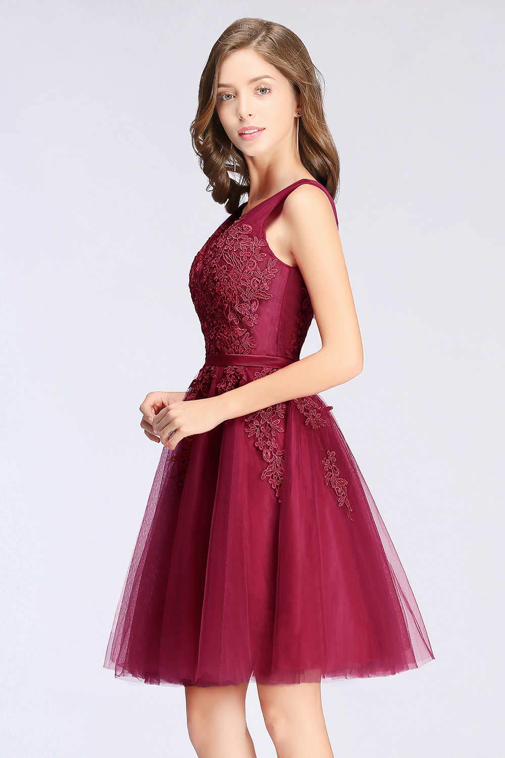 BMbridal A-line Knee-length Tulle Prom Dress with Appliques