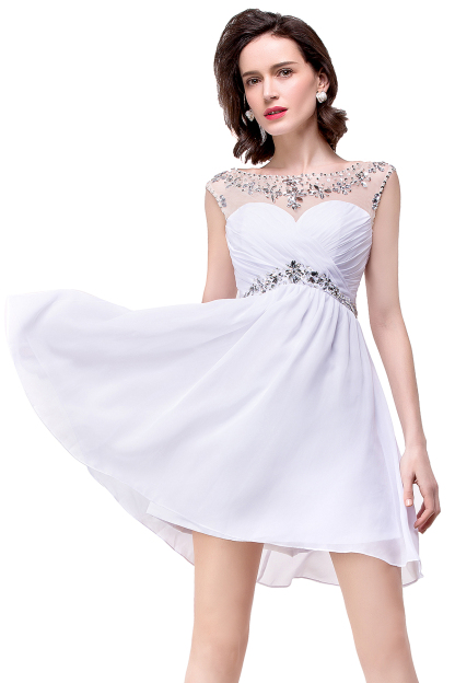 BMbridal A-line Jewel Chiffon Party Dress With Crystal