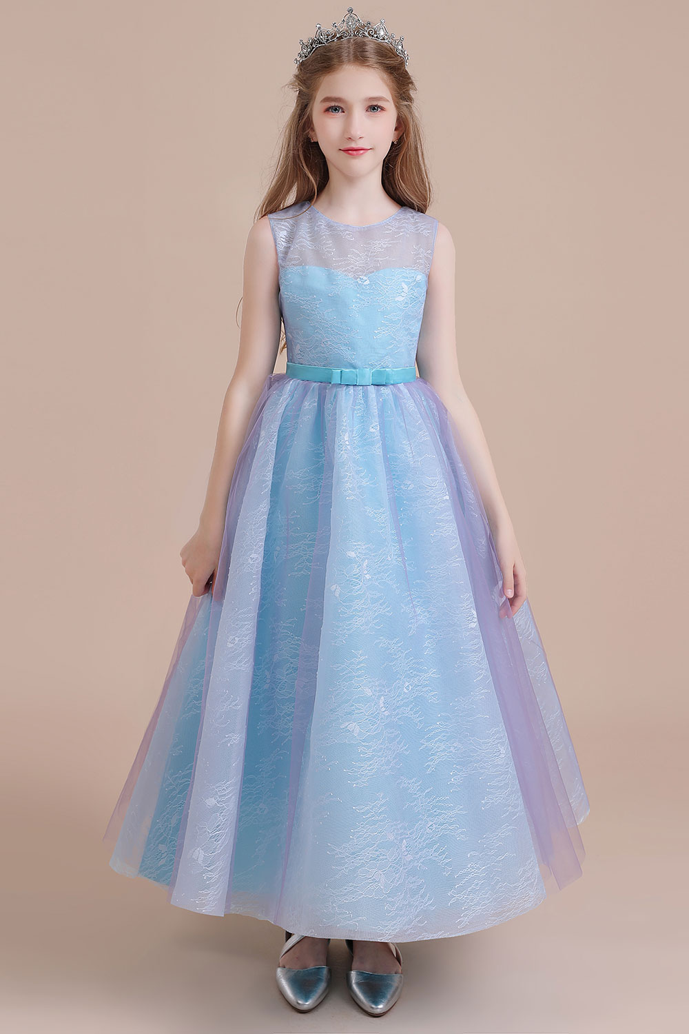 BMbridal A-Line Illusion Lace Tulle Flower Girl Dress Online-BMbridal