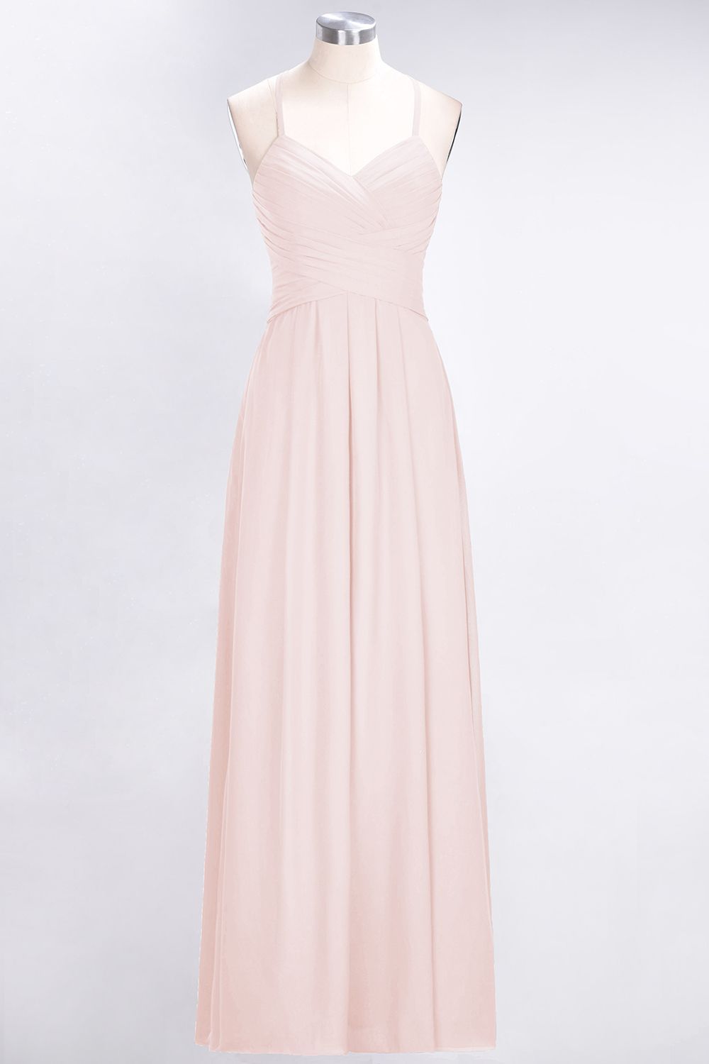 BMbridal Affordable Spaghetti Straps V-Neck Burgundy Chiffon Bridesmaid Dress with Keyhole Back-BMbridal