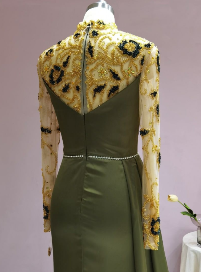 Black long evening dress with sleeves Prom dresses in glitter-BMbridal.com