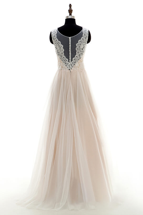 BMbridal Lace Tulle A-line Floor Length Wedding Dress On Sale-BMbridal