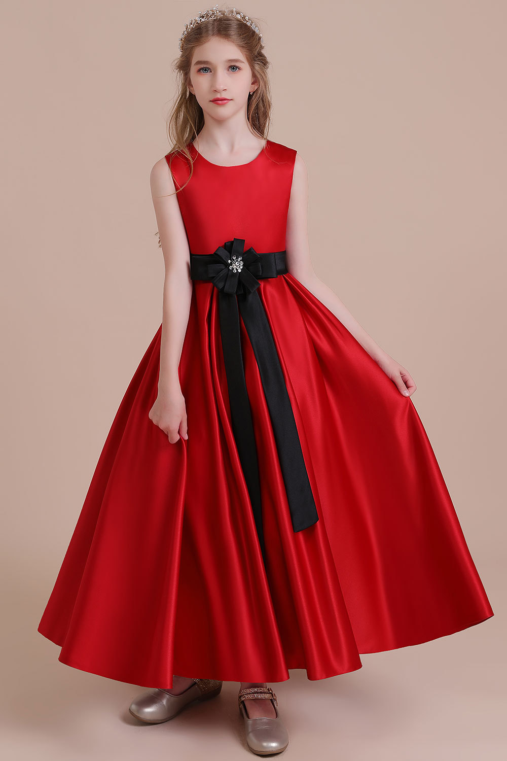 BMbridal A-Line Elegant Satin Flower Girl Dress Online-BMbridal