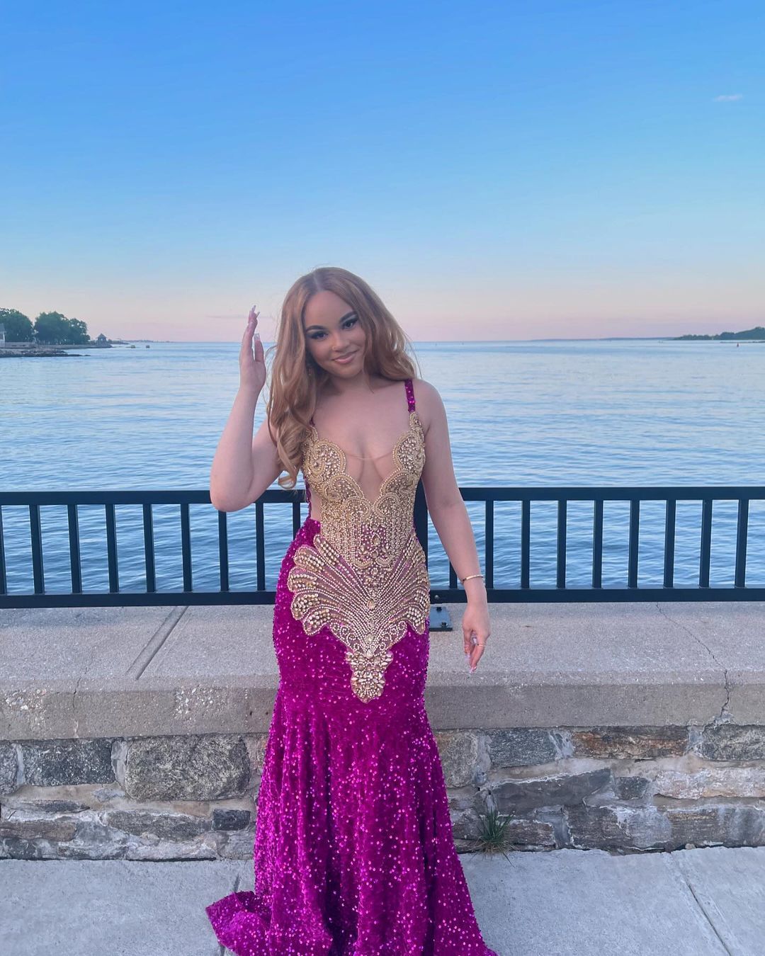 Red Square Mermaid Evening Dress Beads Sequins Long Sleeveless
