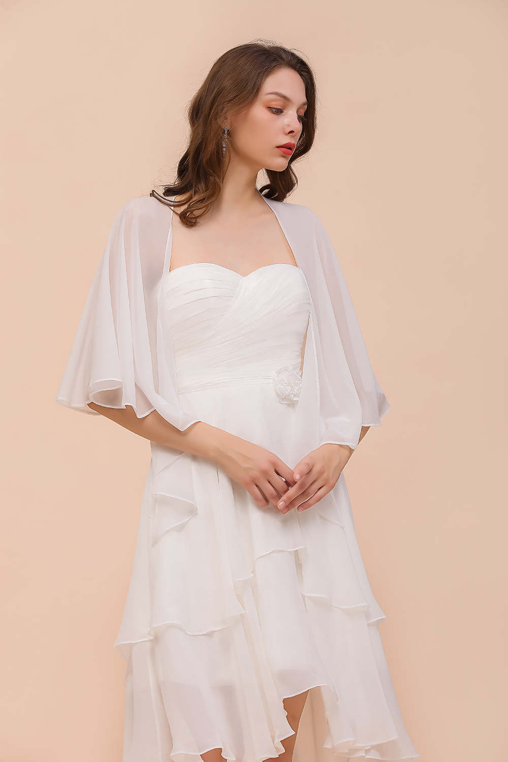 BMbridal White Chiffon Special Occasions Wraps-BMbridal