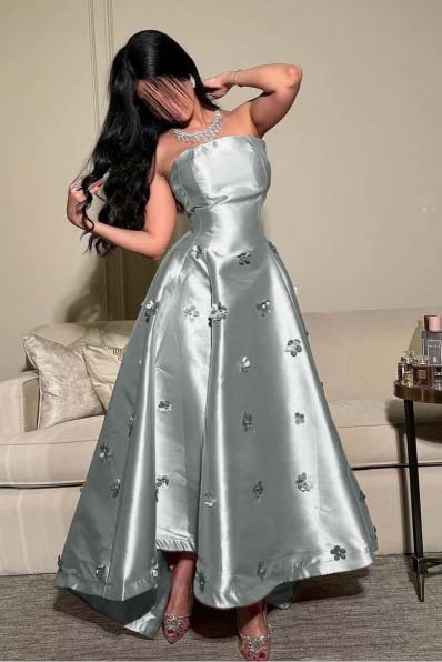 Strapless Sleeveless Long Prom Dress With Pleated Appliques