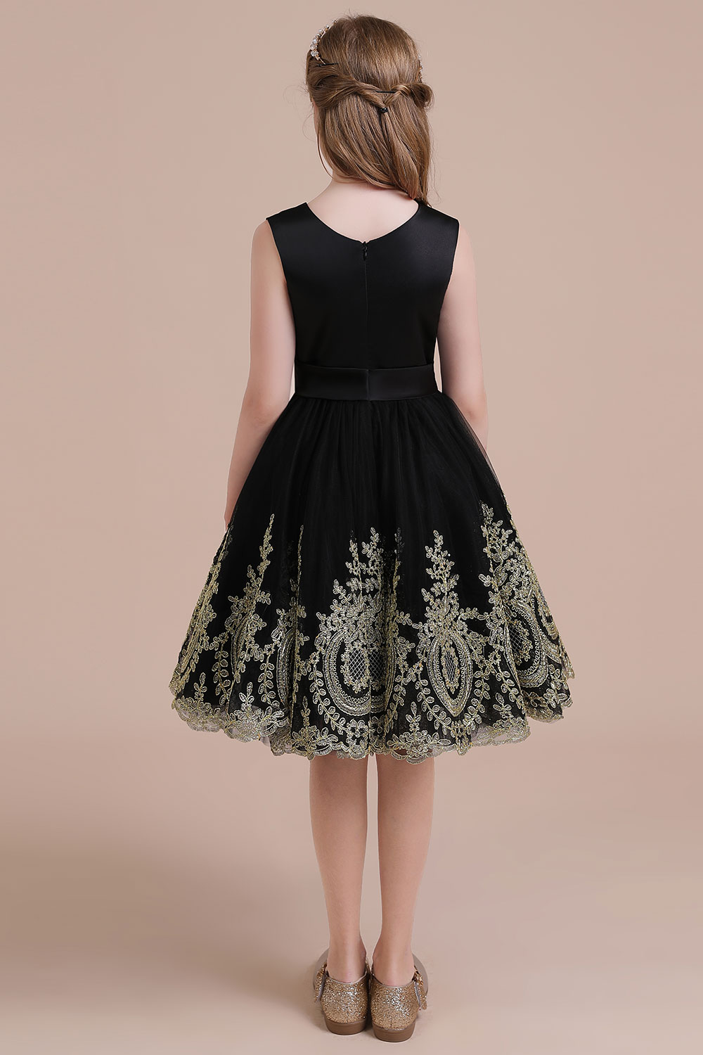 BMbridal A-Line Appliques Satin Tulle Flower Girl Dress Online-BMbridal