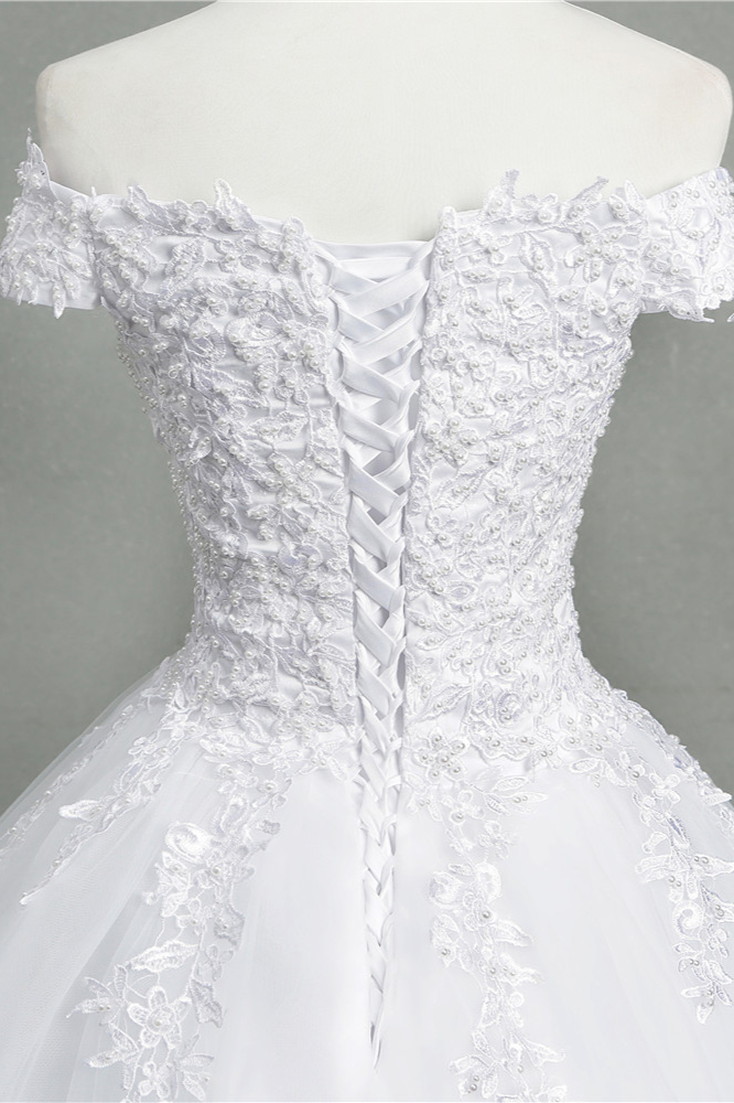 BMbridal Stunning Off-the-Shoulder Sweetheart Wedding Dresses Short Sleeves Lace Appliques Bridal Gowns On Sale-BMbridal