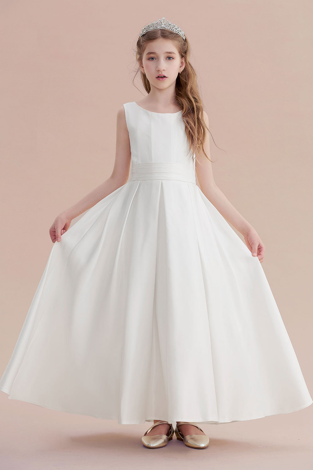 BMbridal A-Line Simple Satin Flower Girl Dress On Sale-BMbridal
