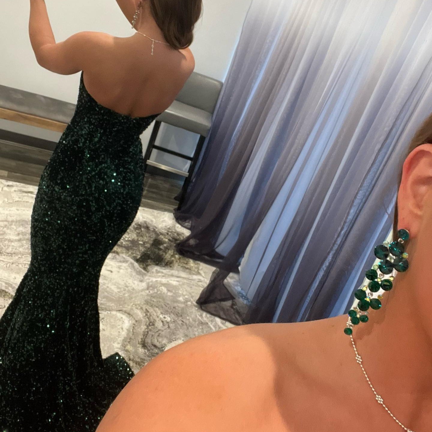 Bmbridal Dark Green Mermiad Sweetheart Prom Dress with Sequins
