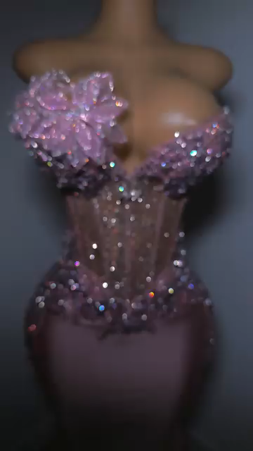 Rose Garden Dreams - Beaded Floral Mermaid Prom Dress with Ruffled Train