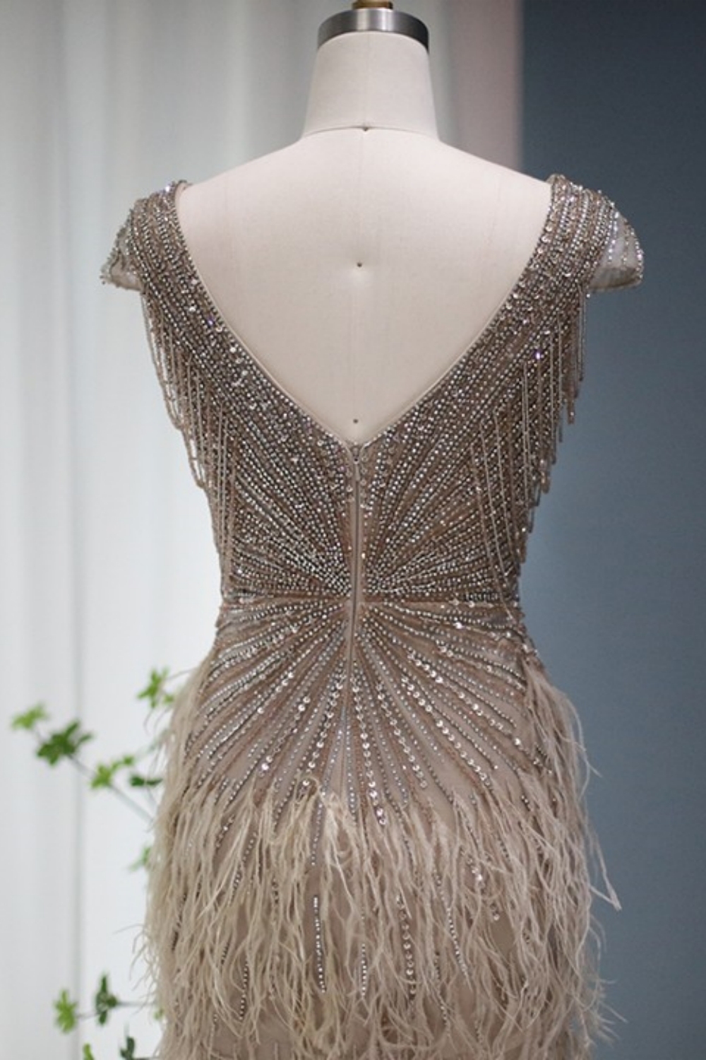 Bmbridal A-Line V-Neck Cap Sleeves Tulle Floor-Length Prom Dresses with Lace