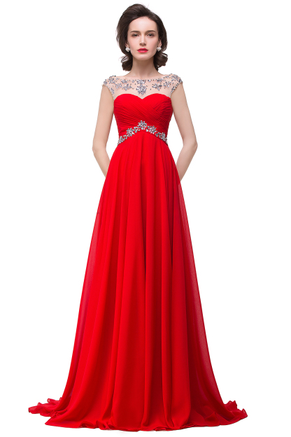 BMbridal A-line Sweetheart Chiffon Evening Dress With Crystal