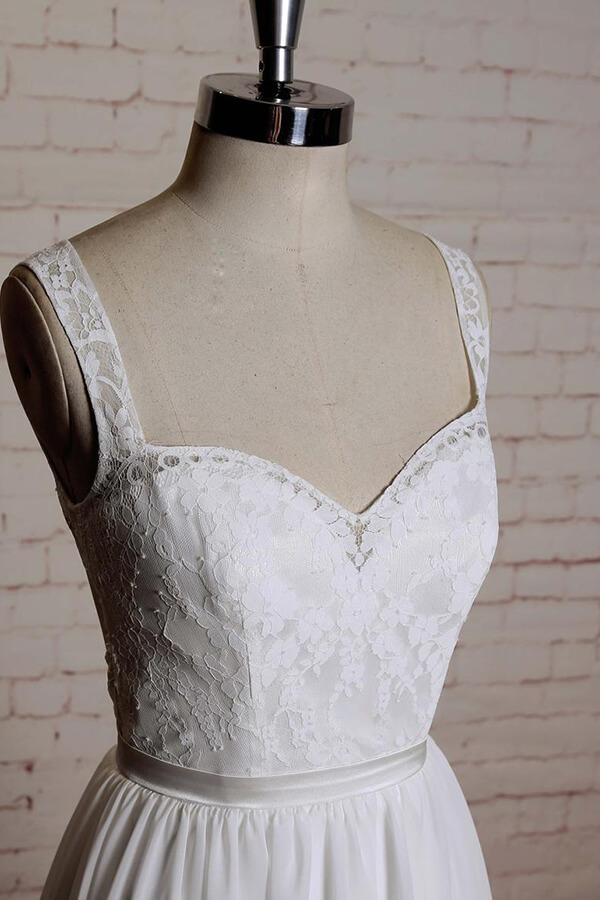 BMbridal Sweetheart Lace Chiffon A-line Wedding Dress On Sale-BMbridal