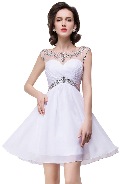 BMbridal A-line Jewel Chiffon Party Dress With Crystal