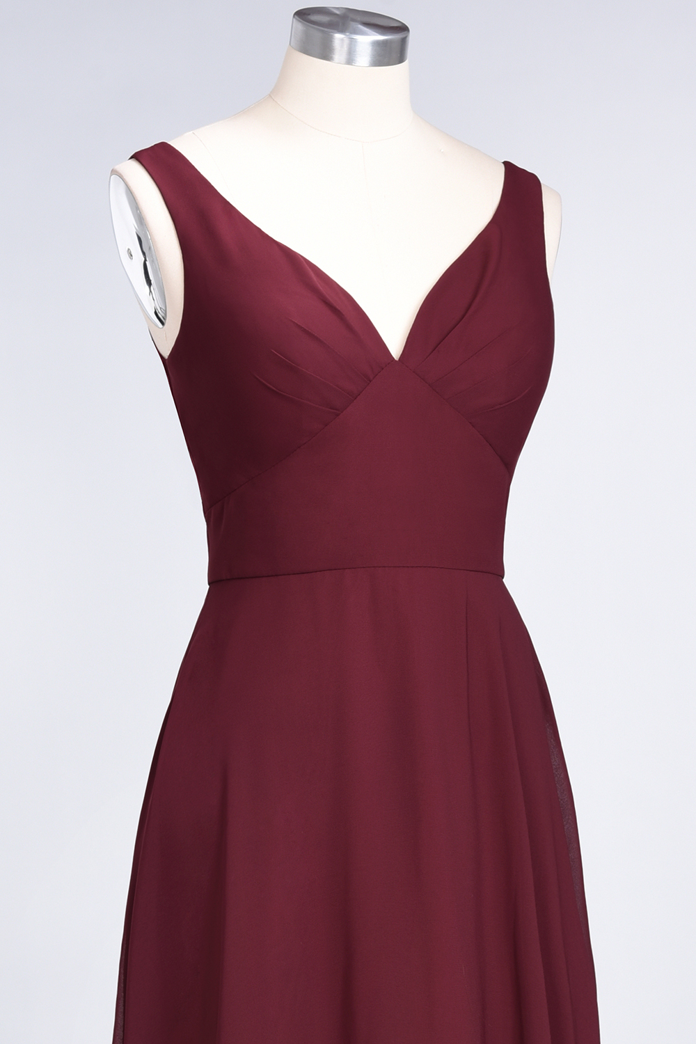 BMbridal Chic Chiffon V-Neck Straps Ruffle Affordable Bridesmaid Dresses with Open Back-BMbridal
