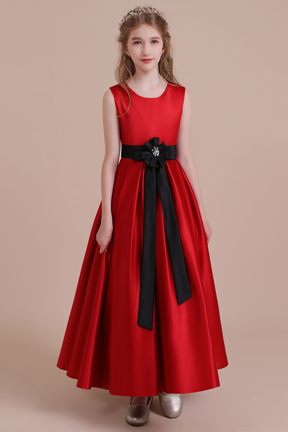 BMbridal A-Line Elegant Satin Flower Girl Dress Online-BMbridal