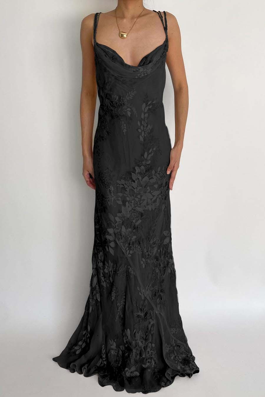 Spaghetti Strap Sleeveless Long Mermaid Prom Dress With Appliques