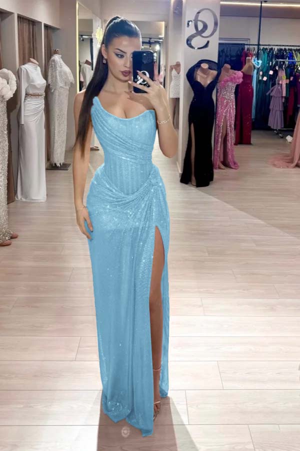 Strapless Sleeveless Mermaid Long Prom Dress With High Split