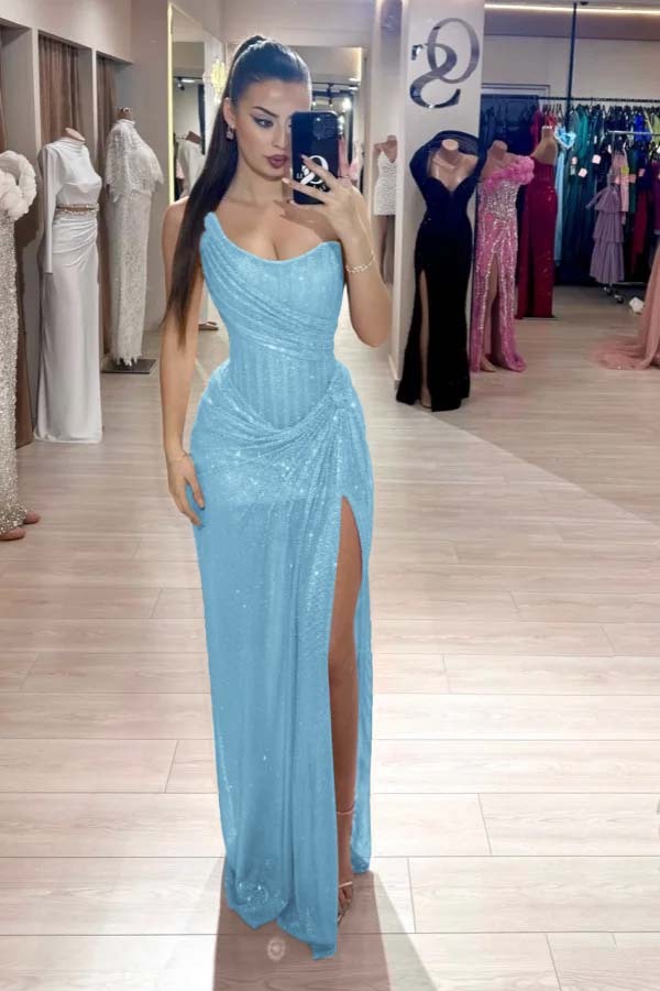 Strapless Sleeveless Mermaid Long Prom Dress With High Split