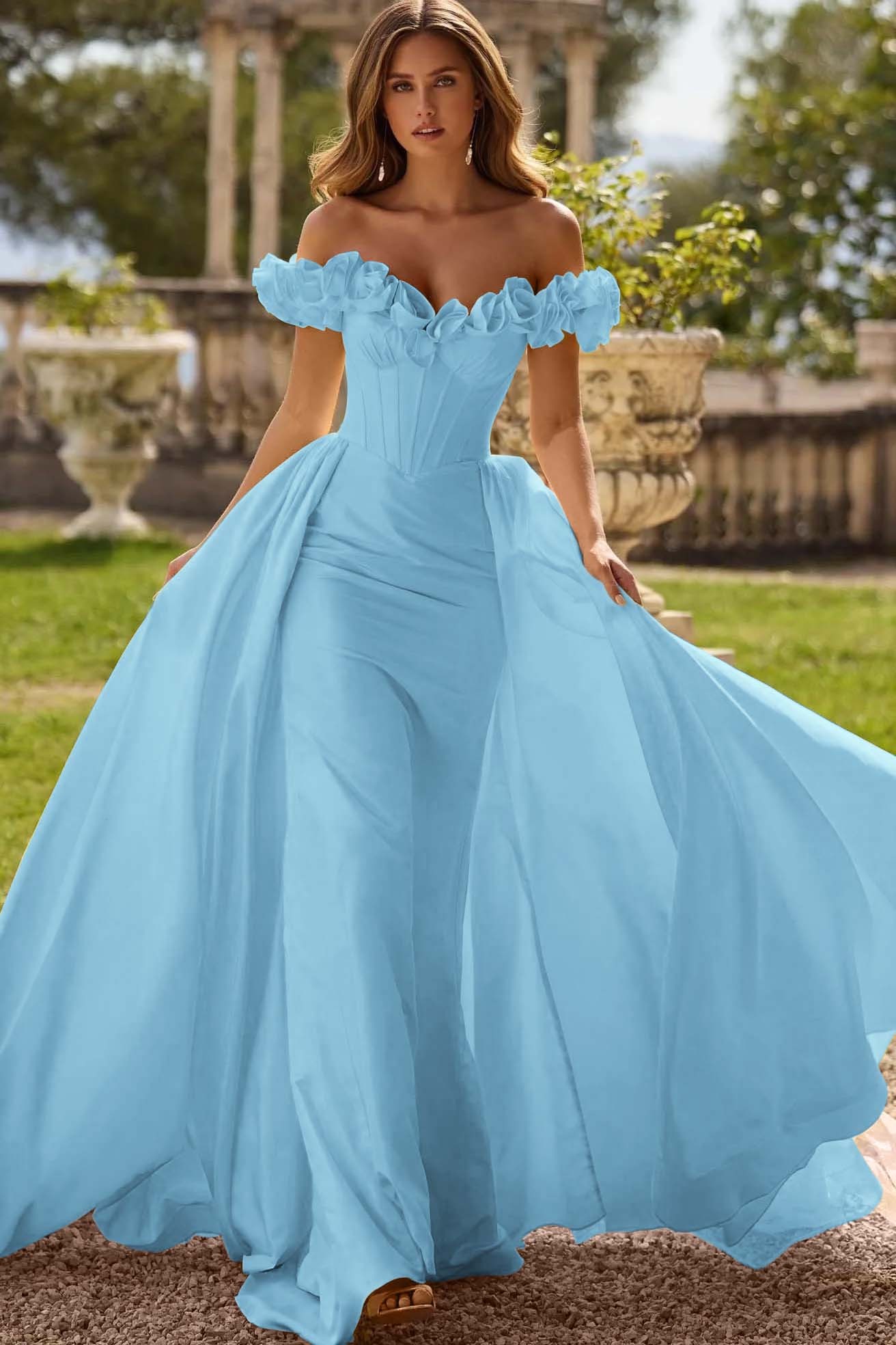 Off the Shoulder Sleeveless Long Mermaid Prom Dress With Pleated