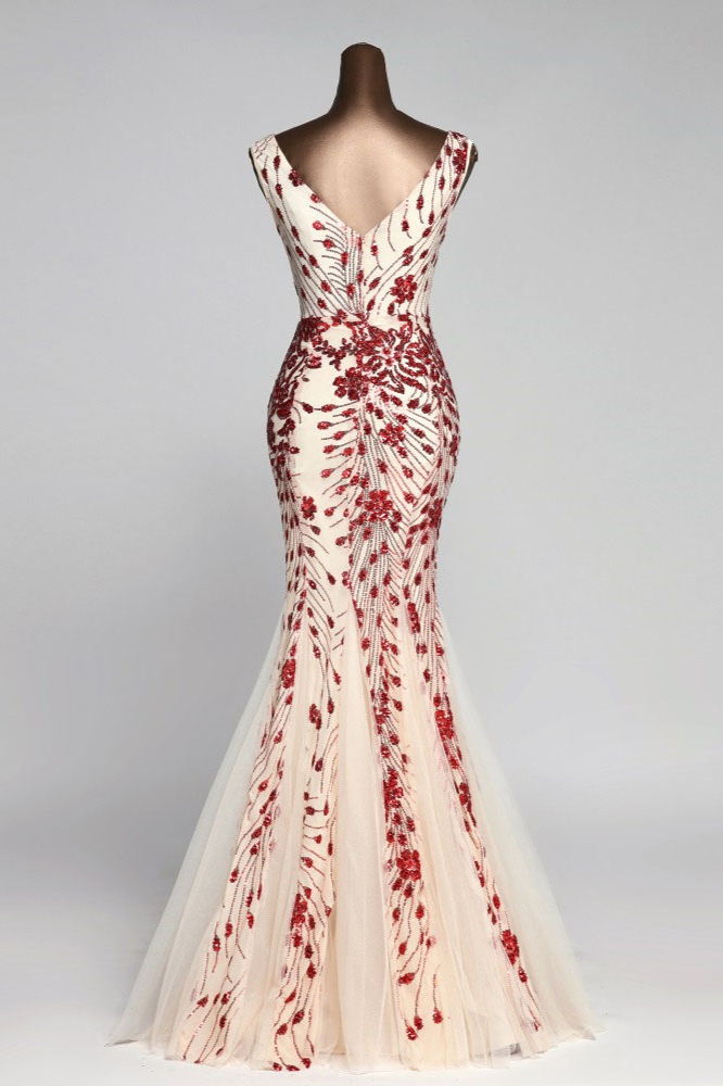 BMbridal Gorgeous V-Neck Sleeveless Mermaid Prom Dresses with Sequins