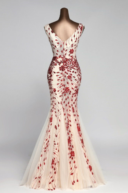 BMbridal Gorgeous V-Neck Sleeveless Mermaid Prom Dresses with Sequins