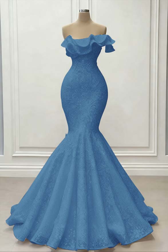 Red Gorgeous Strapless Mermaid Sequins Prom Dress With Embroidery On Sale