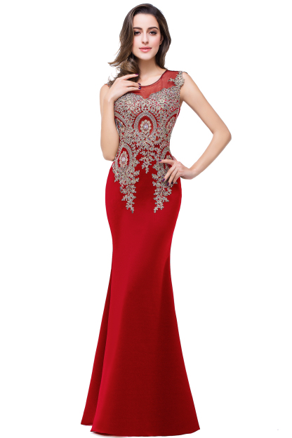 BMbridal Black Mermaid Long Prom Dress With Lace Appliques