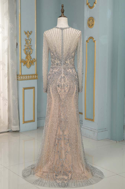 BMbridal Luxury Jewel Long Sleeves Long Prom Dresses with Beadings Online
