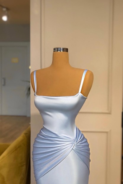 Bmbridal Baby Blue Straps Prom Dress Mermaid Sleeveless