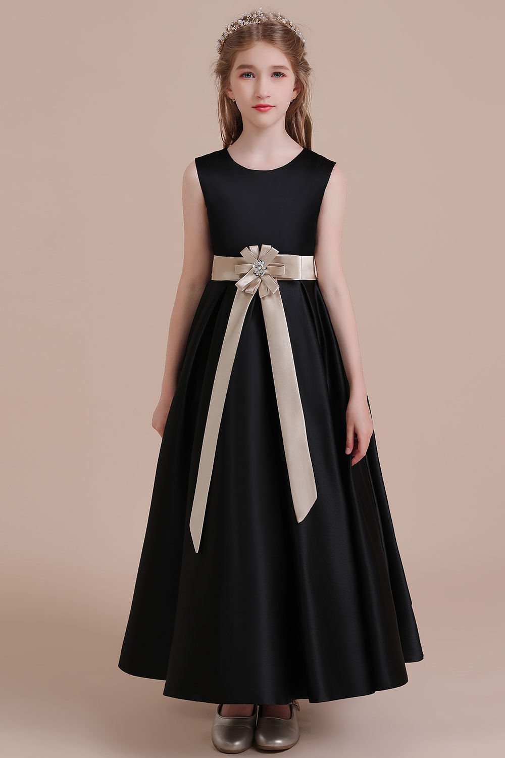 BMbridal A-Line Elegant Satin Flower Girl Dress Online-BMbridal