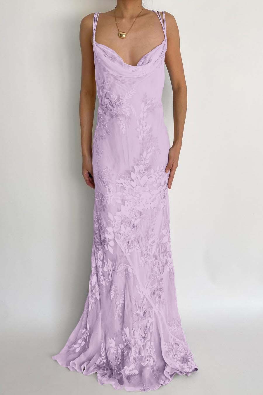 Spaghetti Strap Sleeveless Long Mermaid Prom Dress With Appliques