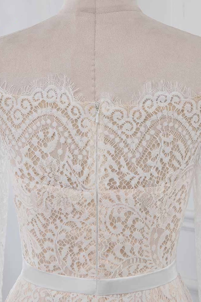 BMbridal Boho Off-the-Shoulder Champagne Wedding Dresses Long Sleeves Mermaid Appliques Bridal Gowns
