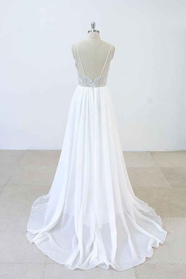 BMbridal Elegant Beading Chiffon A-line Wedding Dress On Sale-BMbridal