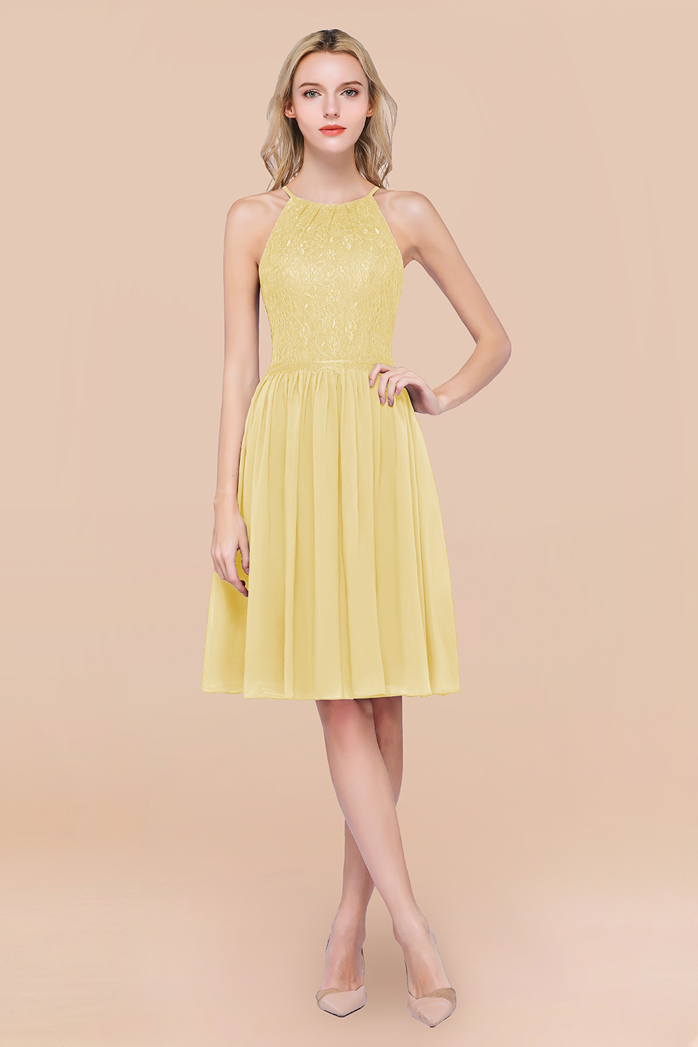 BMbridal Lovely Burgundy Lace Short Bridesmaid Dress With Spaghetti-Straps-BMbridal