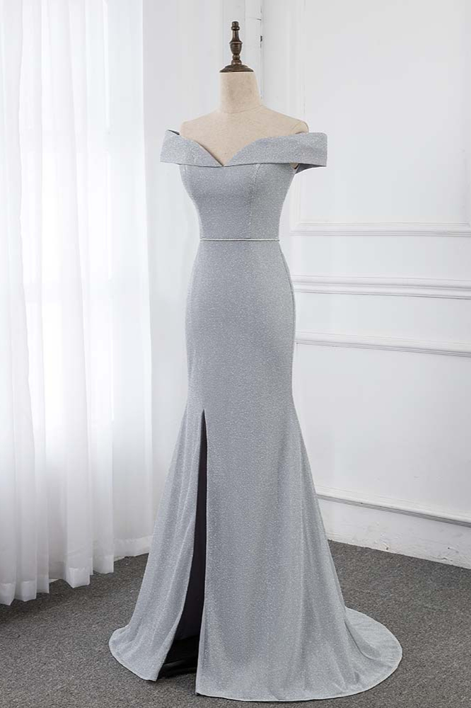 BMbridal Chic Off-the-Shoulder Sleeveless Long Prom Dresses with Front Slit Online
